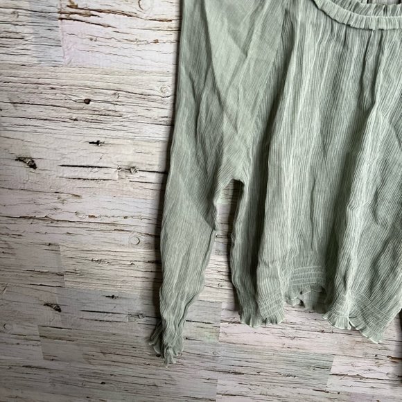 Highline collective green long sleeve ruffle blouse size xl - Picture 2 of 8